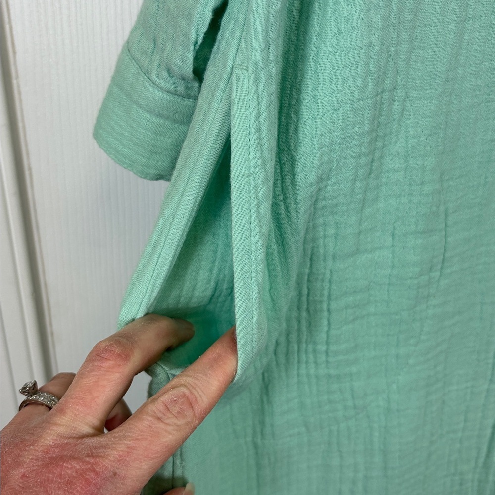 NWT J. Jill cotton gauze cool aqua midi shirtdress sz xs - Picture 9 of 12
